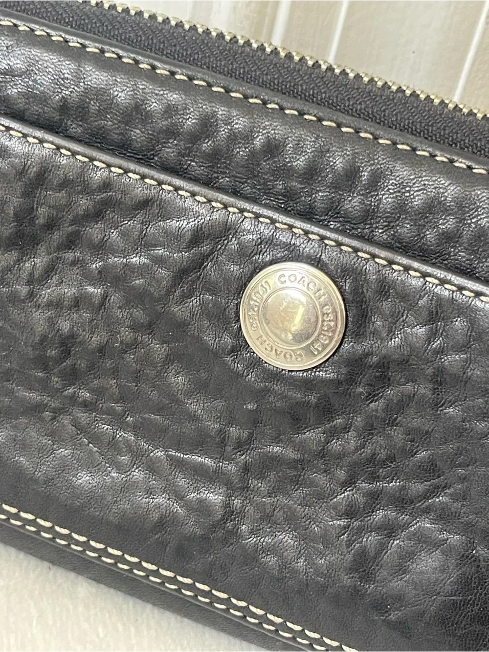Coach Black Leather Zip Wallet